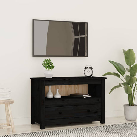 Vidaxl tv-meubel 79x35x52 cm massief grenenhout zwart