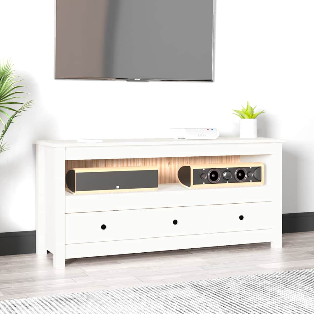 Vidaxl tv-meubel 114x35x52 cm massief grenenhout wit