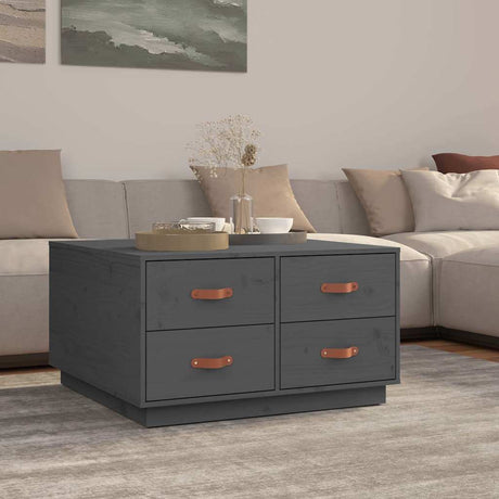 Vidaxl salontafel 80x80x45 cm massief grenenhout grijs