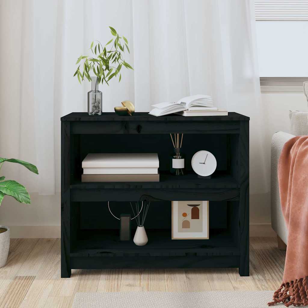 Vidaxl boekenkast 80x35x68 cm massief grenenhout zwart
