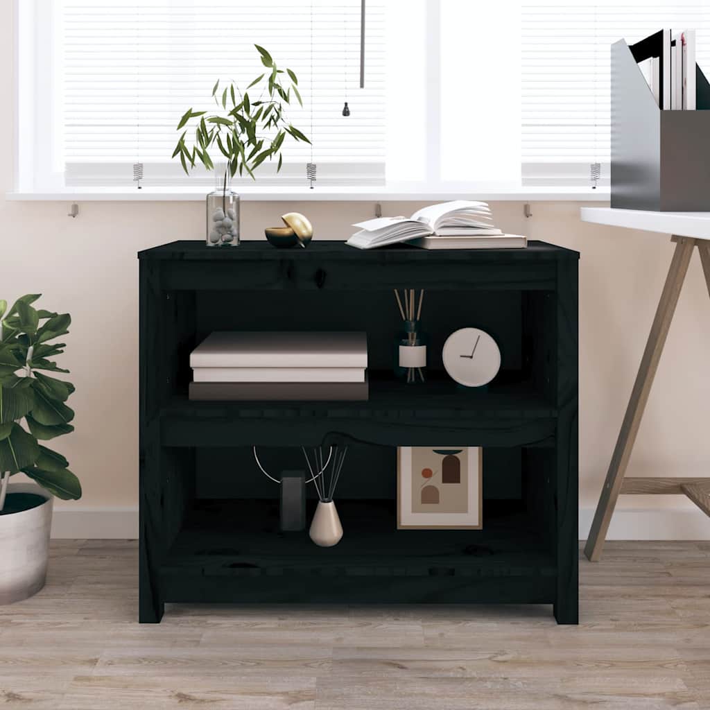 Vidaxl boekenkast 80x35x68 cm massief grenenhout zwart