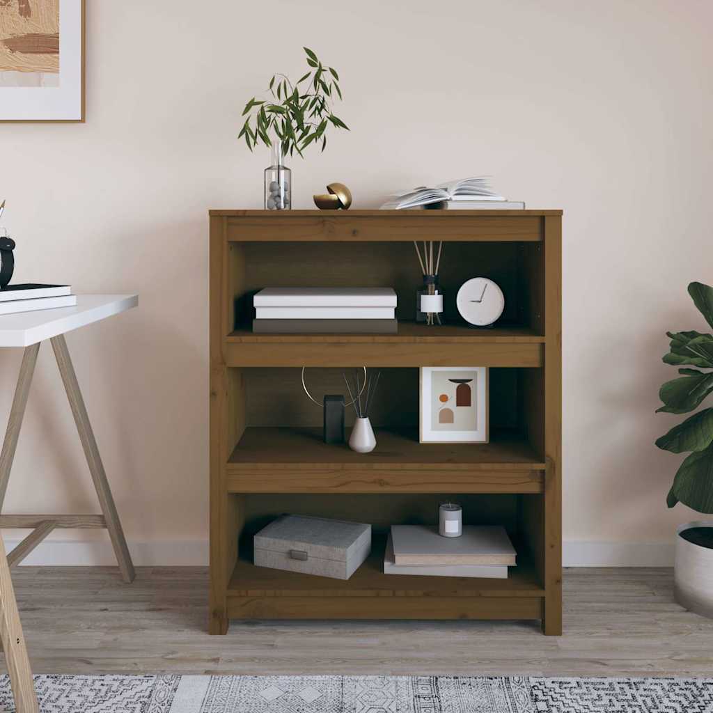 Vidaxl boekenkast 80x35x97 cm massief grenenhout honingbruin