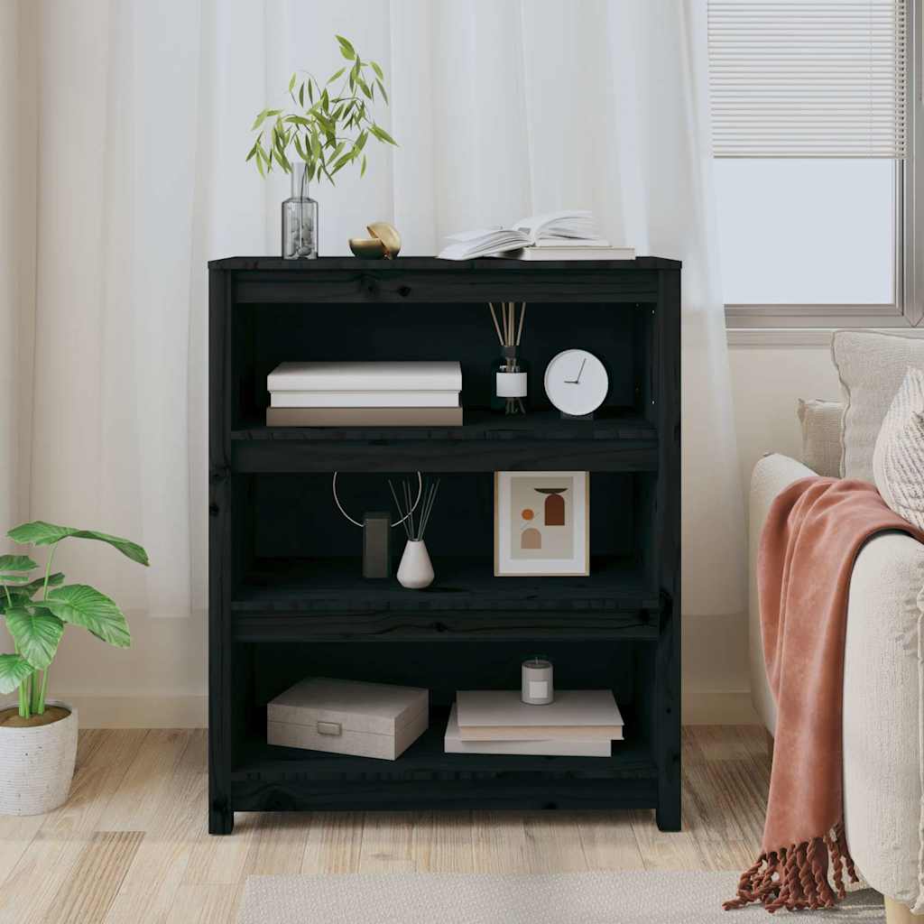 Vidaxl boekenkast 80x35x97 cm massief grenenhout zwart