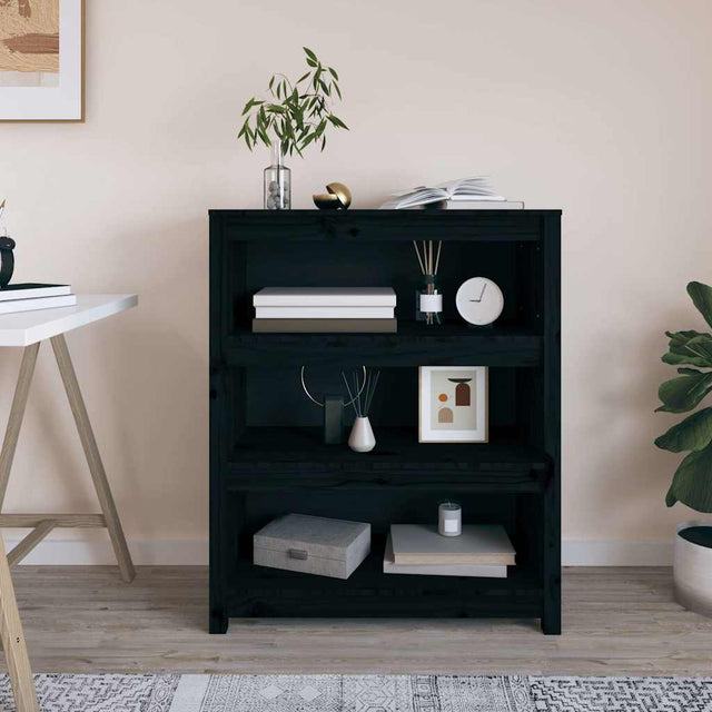 Vidaxl boekenkast 80x35x97 cm massief grenenhout zwart