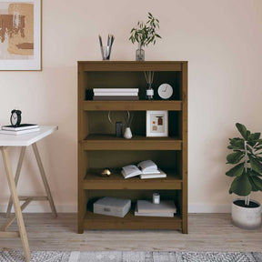 Vidaxl boekenkast 80x35x126 cm massief grenenhout honingbruin