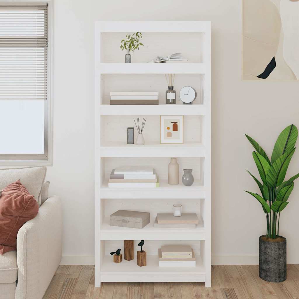 Vidaxl boekenkast 80x35x183 cm massief grenenhout wit