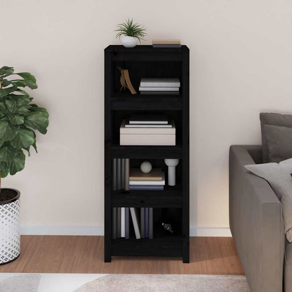 Vidaxl boekenkast 50x35x125,5 cm massief grenenhout zwart