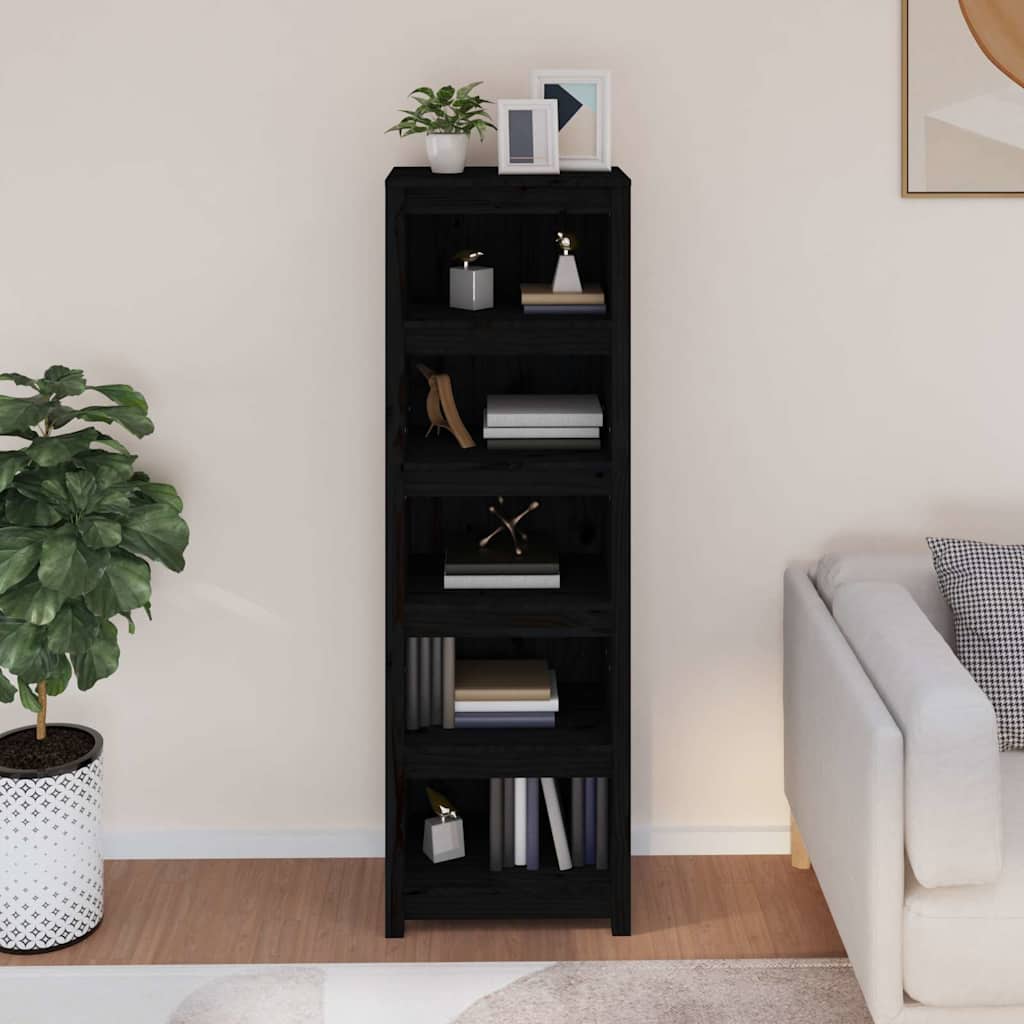 Vidaxl boekenkast 50x35x154 cm massief grenenhout zwart