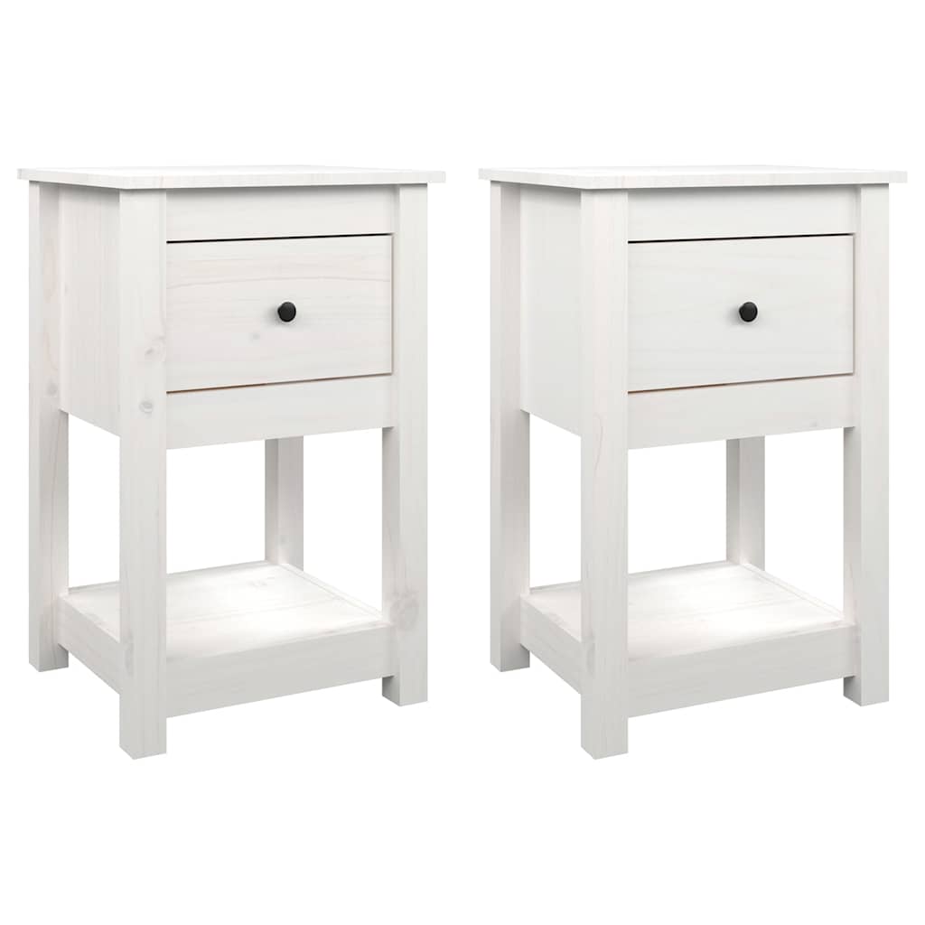 Vidaxl nachtkastjes 2 st 40x35x61,5 cm massief grenenhout wit