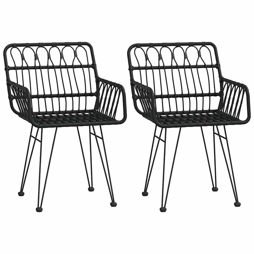 Vidaxl tuinstoelen 2 st met armleuning 56x64x80 cm pe-rattan zwart