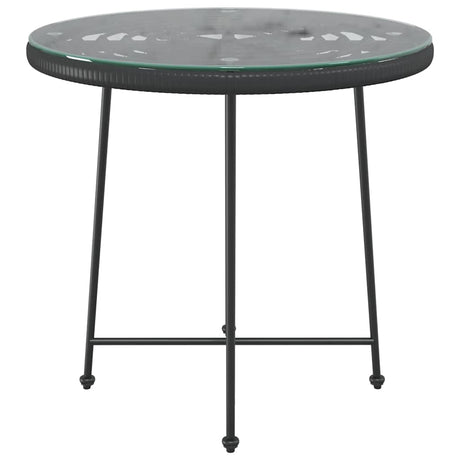 Vidaxl eettafel ø80 cm gehard glas en staal zwart