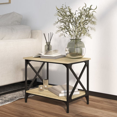 Vidaxl bijzettafel 55x38x45 cm bewerkt hout sonoma eikenkleurig