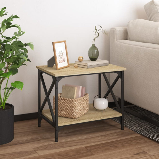 Vidaxl bijzettafel 55x38x45 cm bewerkt hout sonoma eikenkleurig