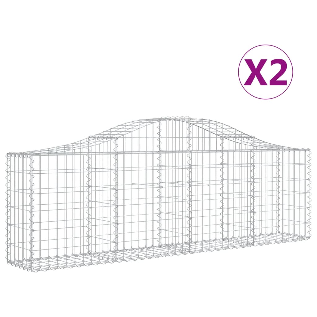 VidaXL Gabionen 2 Stück gebogen 200x30x60 80 cm verzinktes Eisen