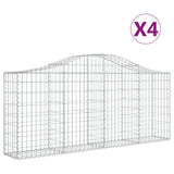 VidaXL Gabionen 4 Stück gebogen 200x30x80 100 cm verzinktes Eisen