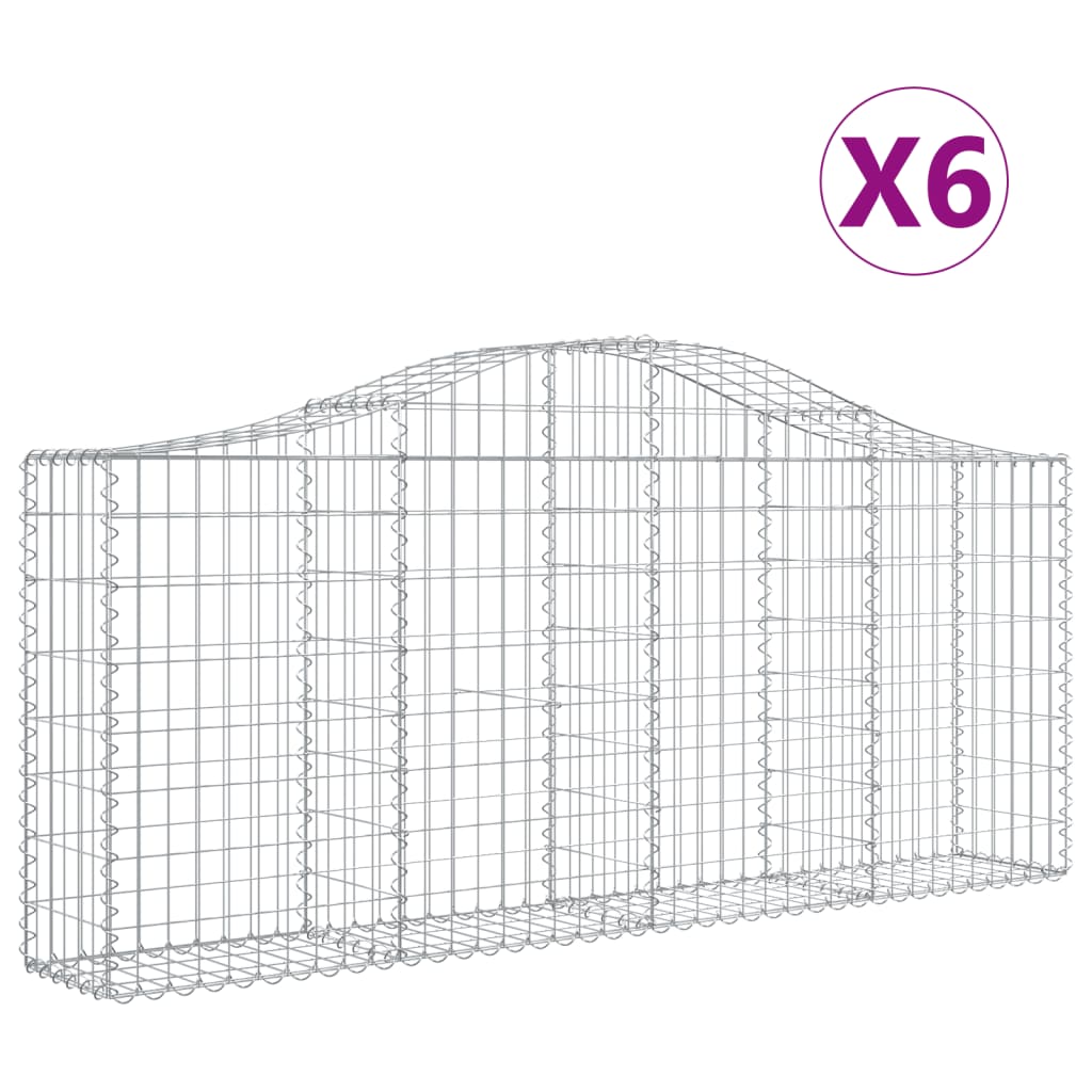 VidaXL Gabionen 6 Stück gebogen 200x30x80 100 cm verzinktes Eisen