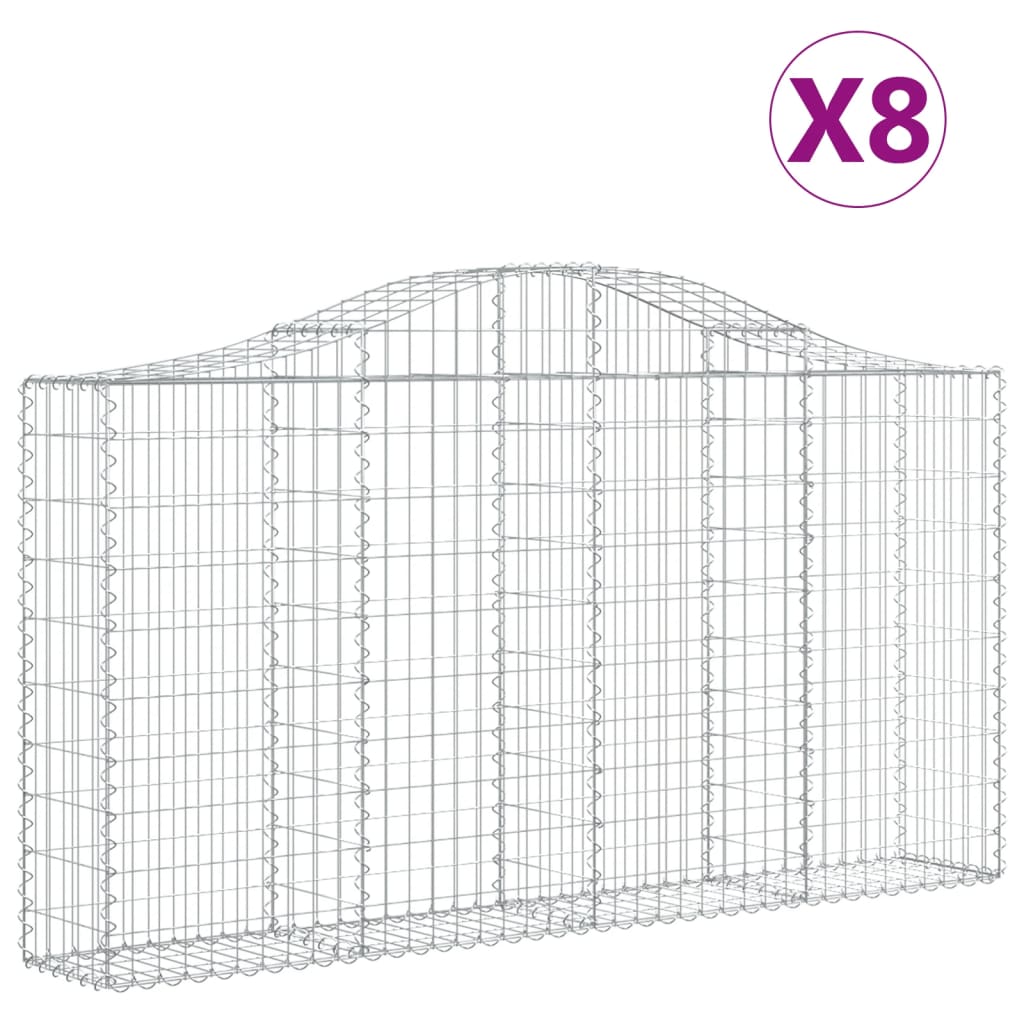 VidaXL Gabionen 8 Stück gebogen 200x30x100 120 cm Eisen