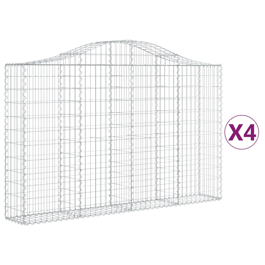 VidaXL Gabionen 4 Stück gebogen 200x30x120 140 cm Eisen