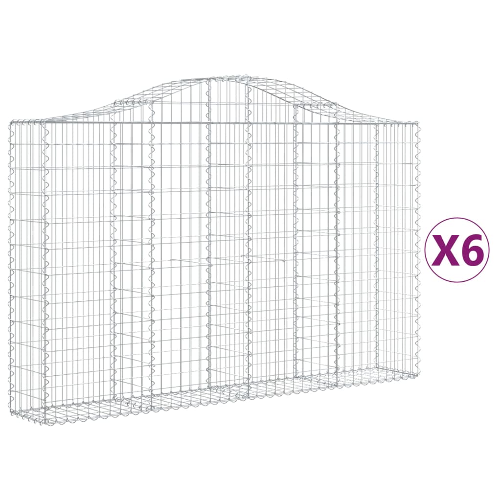VidaXL Gabionen 6 Stück gebogen 200x30x120 140 cm Eisen