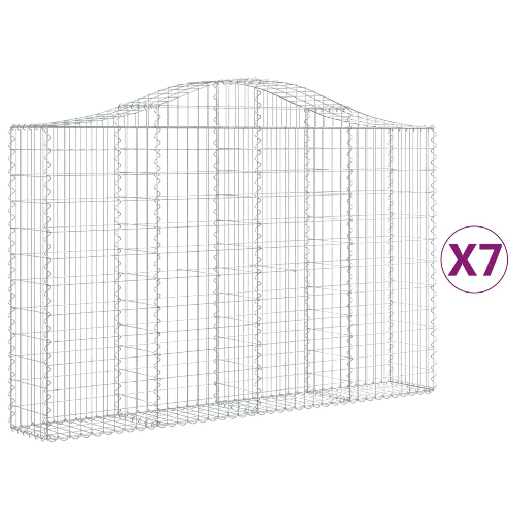 VidaXL Gabionen 7 Stk. gebogen 200x30x120 140 cm Eisen