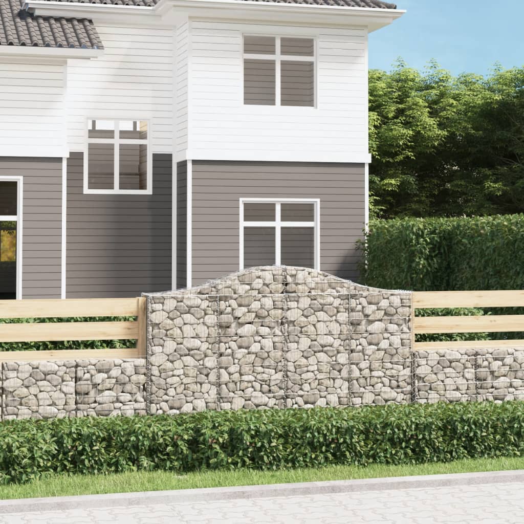 VidaXL Gabionen 7 Stk. gebogen 200x30x120 140 cm Eisen