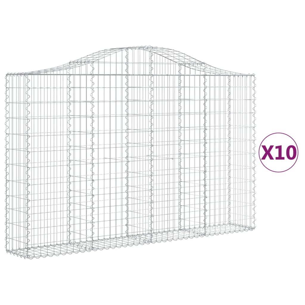VidaXL Gabionen 10 Stück gebogen 200x30x120 140 cm Eisen