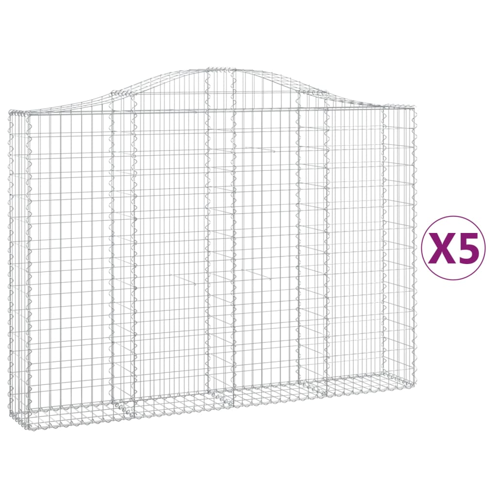 VidaXL Gabionen 5 Stück gebogen 200x30x140 160 cm Eisen