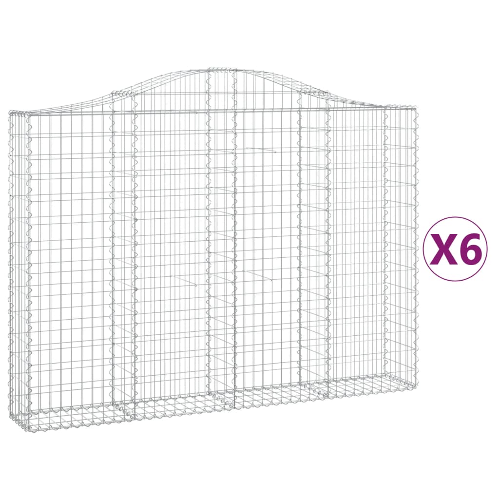 VidaXL Gabionen 6 Stück gebogen 200x30x140 160 cm Eisen