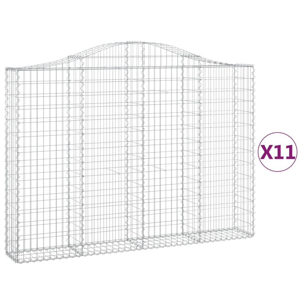 VidaXL Gabionen 11 Stück gebogen 200x30x140 160 cm Eisen