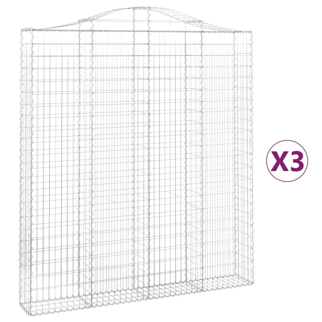 VidaXL Gabionen 3 Stück gebogen 200x30x220 240 cm Eisen