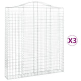 VidaXL Gabionen 3 Stück gebogen 200x30x220 240 cm Eisen