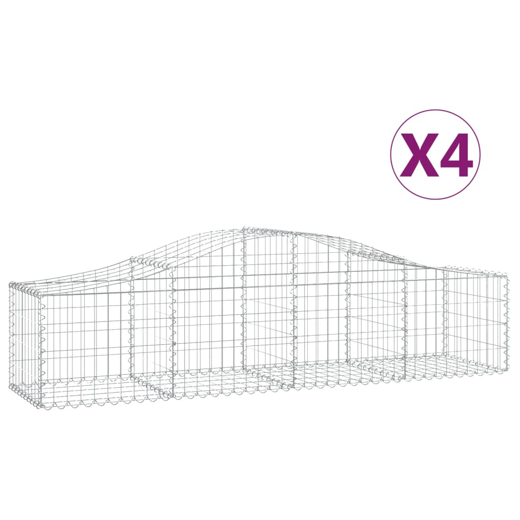 VidaXL Gabionen 4 Stück gebogen 200x50x40 60 cm verzinktes Eisen