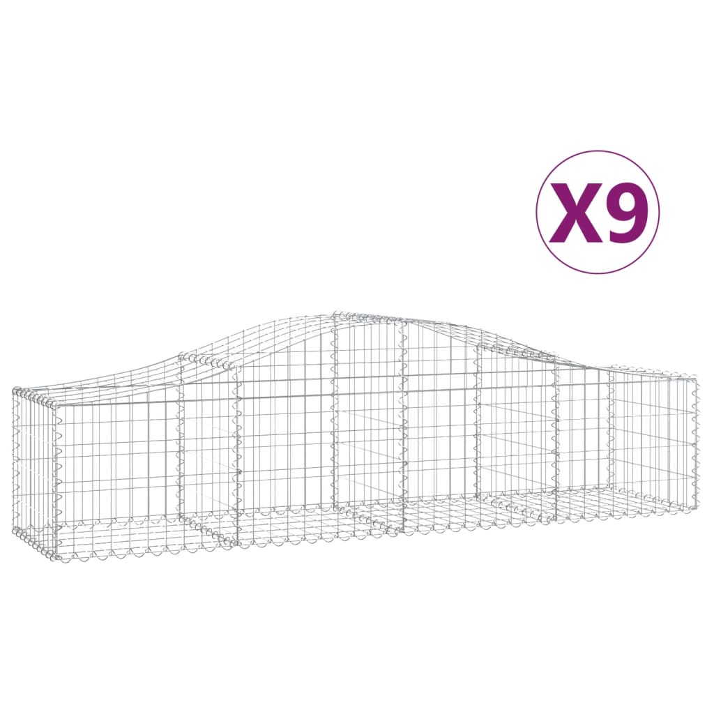 VidaXL Gabionen 9 Stück gebogen 200x50x40 60 cm verzinktes Eisen