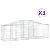 VidaXL Gabionen 3 Stück gebogen 200x50x60 80 cm verzinktes Eisen