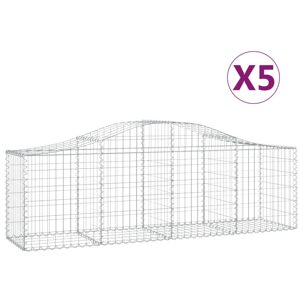 VidaXL Gabionen 5 Stück gebogen 200x50x60 80 cm verzinktes Eisen