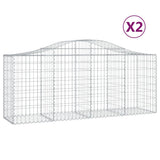 VidaXL Gabionen 2 Stück gebogen 200x50x80 100 cm verzinktes Eisen