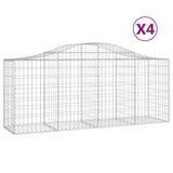 VidaXL Gabionen 4 Stück gebogen 200x50x80 100 cm verzinktes Eisen
