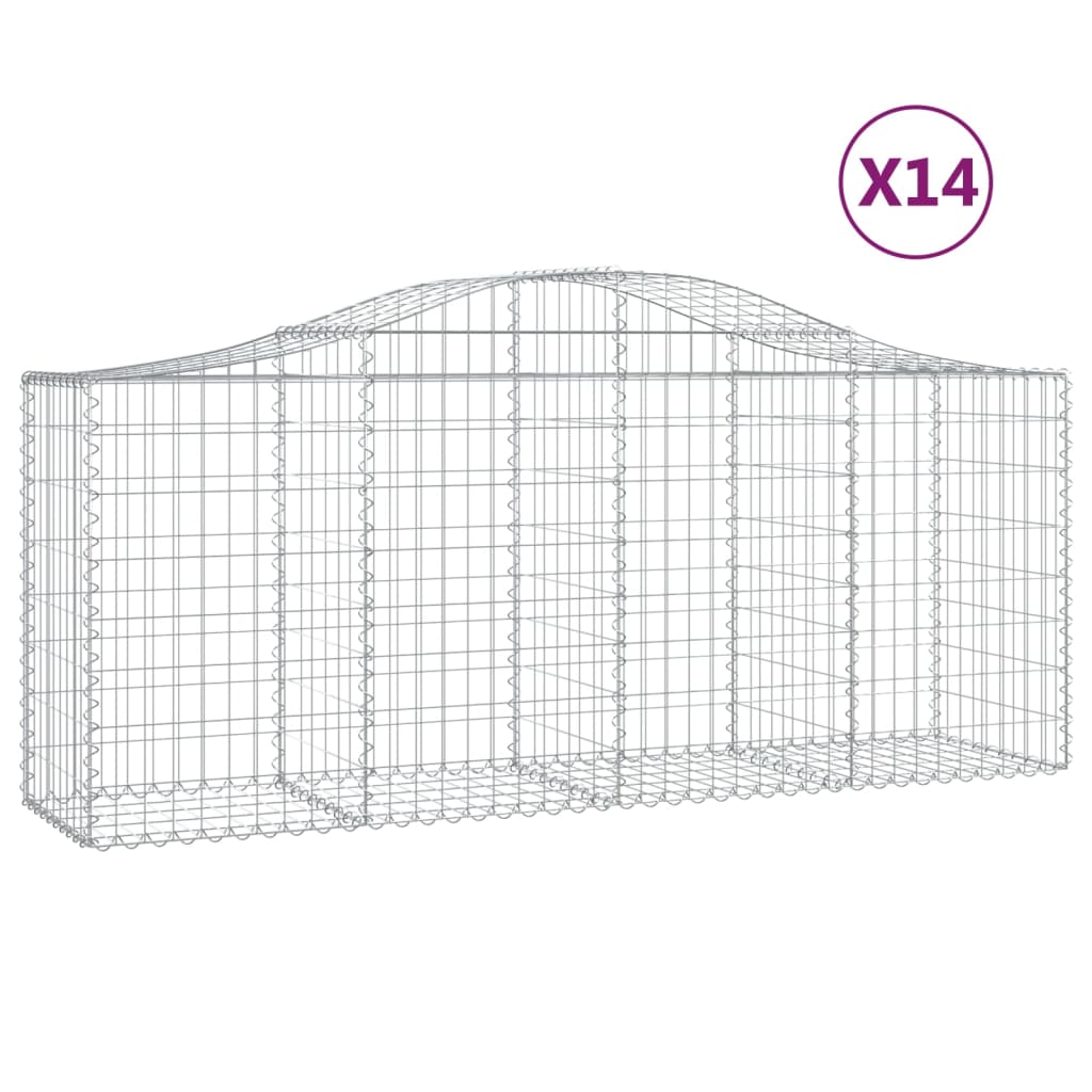 VidaXL Gabionen 14 Stück gebogen 200x50x80 100 cm Eisen
