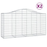 VidaXL Gabionen 2 Stück gebogen 200x50x100 120 cm Eisen