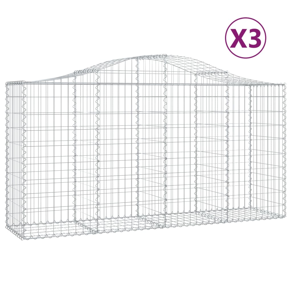 VidaXL Gabionen 3 Stück gebogen 200x50x100 120 cm Eisen