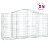 VidaXL Gabionen 5 Stück gebogen 200x50x100 120 cm Eisen