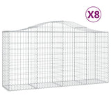 VidaXL Gabionen 8 Stück gebogen 200x50x100 120 cm Eisen