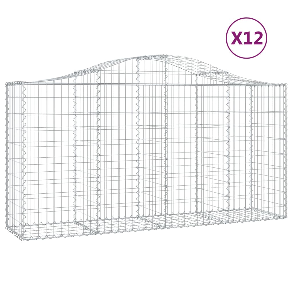 VidaXL Gabionen 12 Stück gebogen 200x50x100 120 cm Eisen