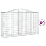 VidaXL Gabionen 9 Stück gebogen 200x50x120 140 cm Eisen