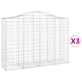 VidaXL Gabionen 3 Stück gebogen 200x50x140 160 cm Eisen