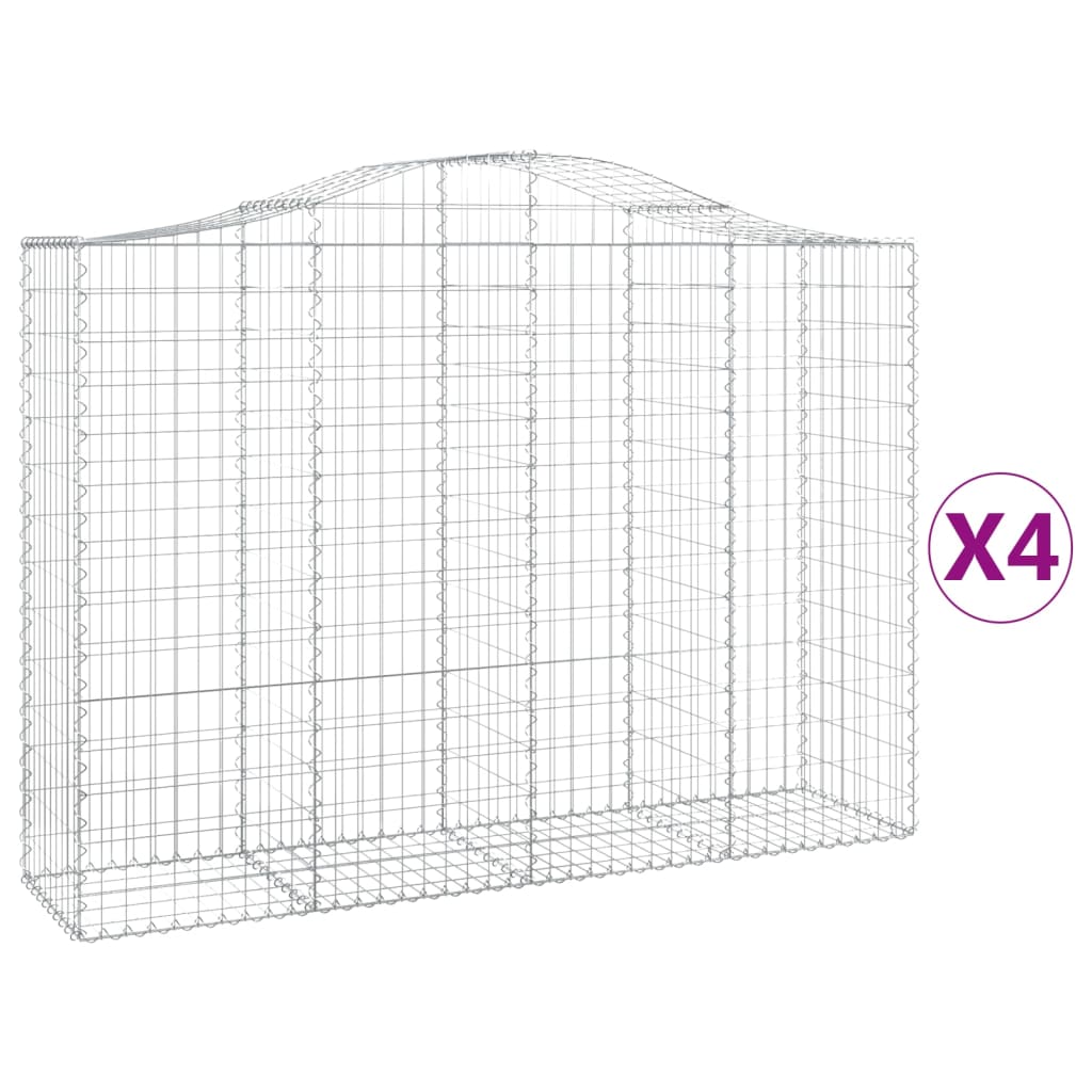 VidaXL Gabionen 4 Stück gebogen 200x50x140 160 cm Eisen