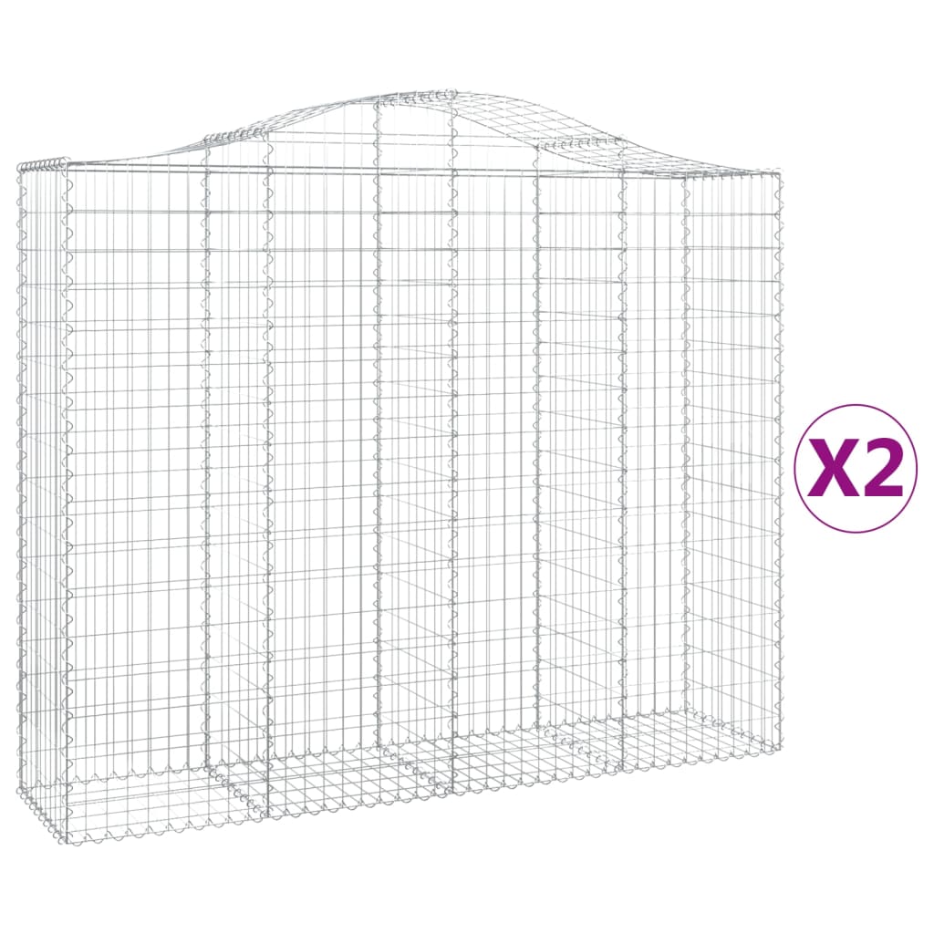 VidaXL Gabionen 2 Stück gebogen 200x50x160 180 cm Eisen