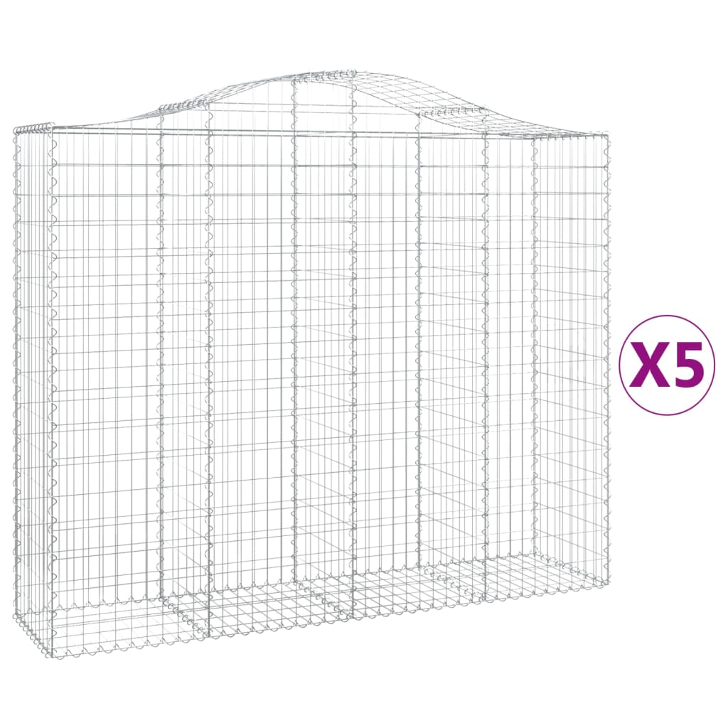 VidaXL Gabionen 5 Stück gebogen 200x50x160 180 cm Eisen