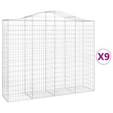 VidaXL Gabionen 9 Stück gebogen 200x50x160 180 cm Eisen