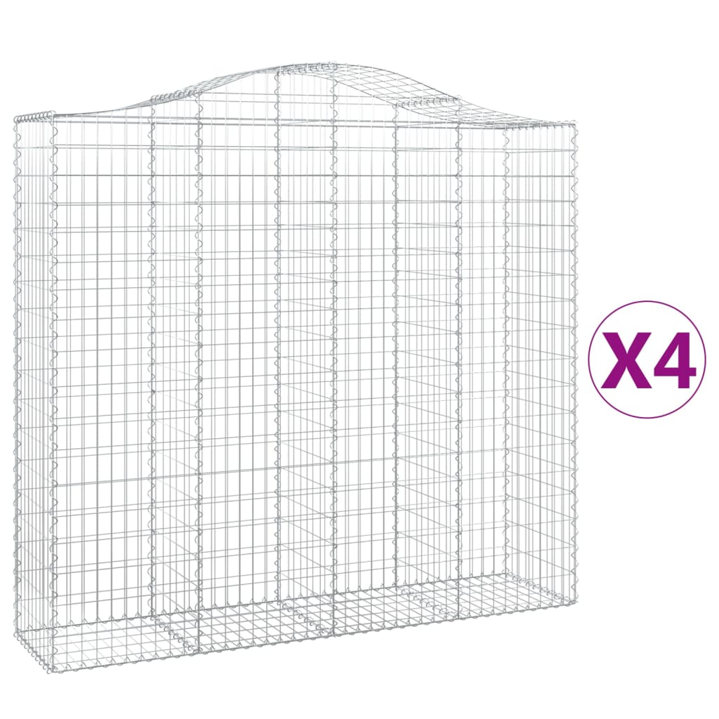 VidaXL Gabionen 4 Stück gebogen 200x50x180 200 cm Eisen